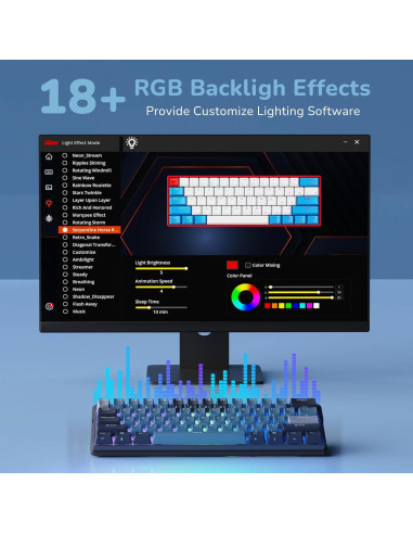 Teclado Mecánico RK ROYAL KLUDGE RK61 Plus Inalámbrico RGB