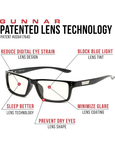 Gafas GUNNAR Onyx - Bloqueo Luz Azul - Juego y Computadora