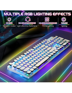 Teclado Mecánico Estilo Máquina de Escribir REQUIN RGB 104 Teclas 2