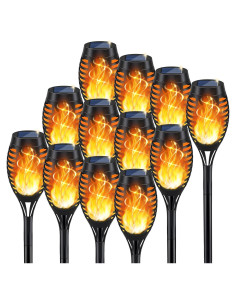 KYEKIO Luz Solar Antorcha 12 Piezas Llama Parpadeante Jardín