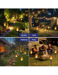 KYEKIO Luz Solar Antorcha 12 Piezas Llama Parpadeante Jardín 2