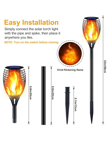 Antorchas Solares Awethone 4 Paquete Llama Parpadeante