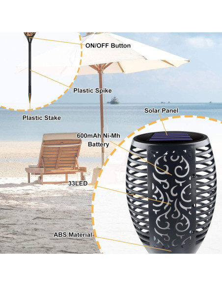 Antorchas Solares Awethone 4 Paquete Llama Parpadeante