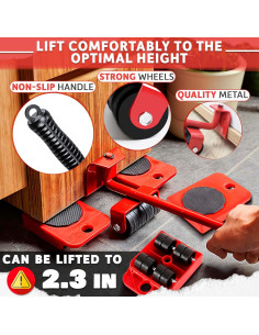 Movers de Muebles Pesados Lagarto - Deslizadores y Elevador 100 Kg 2