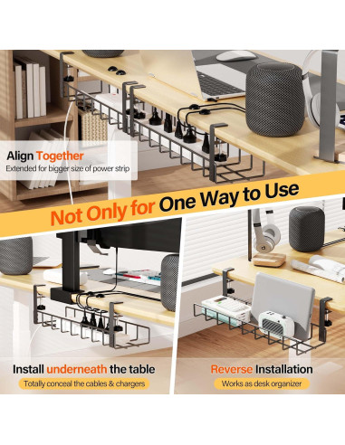 Paquete de 2 Bandejas de Gestión de Cables Xpatee 40x12x15 cm Negro