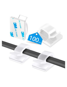 100 Clips de Cable Adhesivos Abnii 16mm para Organización