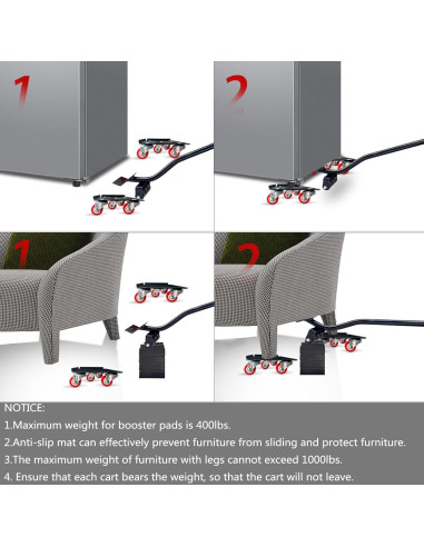 Carretilla para Muebles KAZBFDUB 5 Ruedas 816 kg Rojo