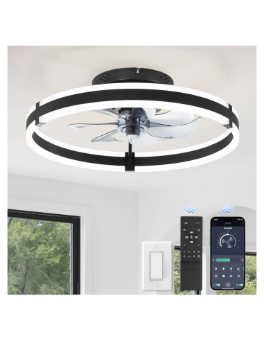 Ventilador de Techo ZMISHIBO con Luz LED y Control Remoto 50cm