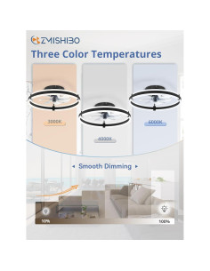 Ventilador de Techo ZMISHIBO con Luz LED y Control Remoto 50cm 2