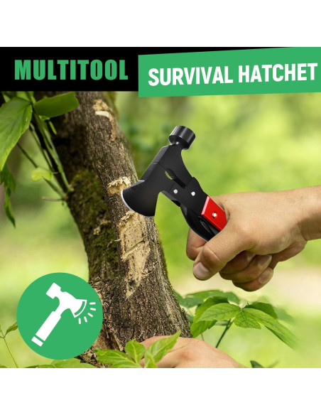 Hacha Multitool 15 en 1 DETDLIB Roja para Camping