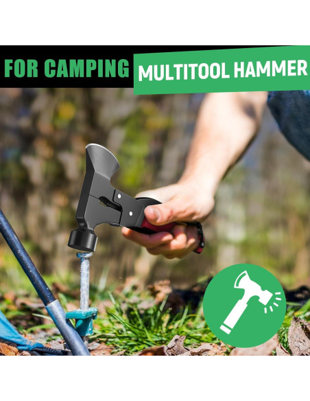 Hacha Multitool 15 en 1 DETDLIB Roja para Camping