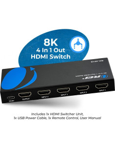 Interruptor HDMI 4x1 OREI BK-401S 8K 120Hz con Control Remoto 2