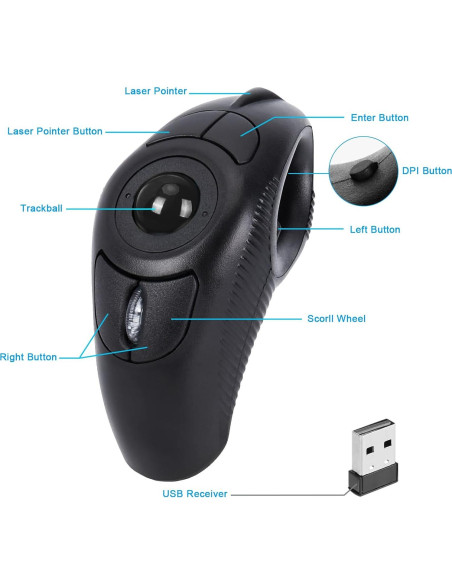 Mouse Inalámbrico USB Weslpo con Bola de Seguimiento y Puntero Láser
