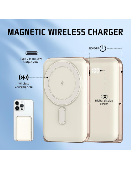 Cargador Portátil EKR 10000mAh Inalámbrico Magnético