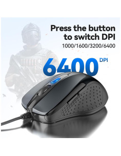 Ratón Óptico Ergonómico TECKNET USB 6 Botones 1000/2000 DPI 2