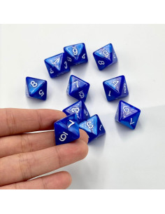 Juego de 10 Dados Poliedricos D8 Marsrut - Azul 1.6cm 2