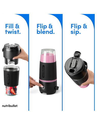 Licuadora Portátil NutriBullet Flip 20 oz Sin Cable Negra