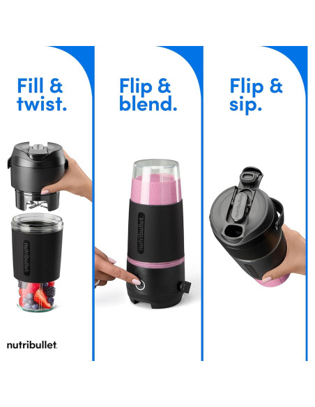 Licuadora Portátil NutriBullet Flip 20 oz Sin Cable Negra