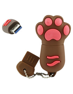 Unidad Flash USB 3.0 Ecoodisk 128GB Patita de Gato Marrón