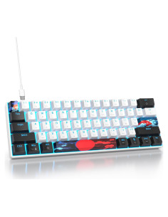 Teclado Mecánico SURMEN 60% Retroiluminado USB Blanco-Azul