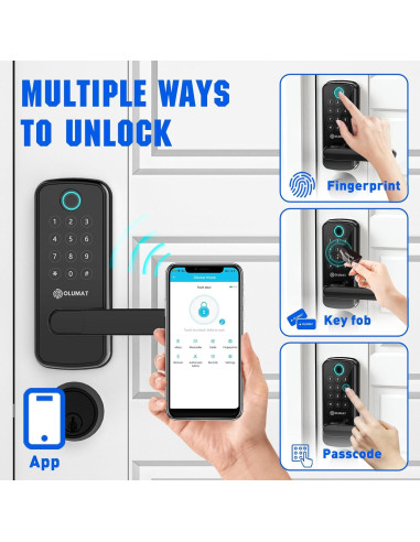 Cerradura Inteligente OLUMAT B28 Negra con Huella y App