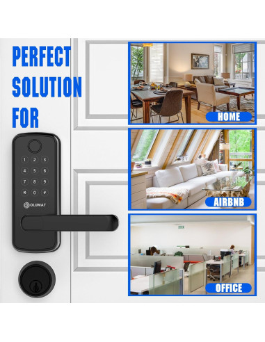 Cerradura Inteligente OLUMAT B28 Negra con Huella y App