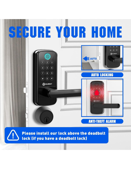 Cerradura Inteligente OLUMAT B28 Negra con Huella y App