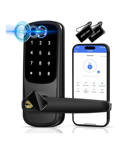 Cerradura Inteligente VOLIBeL con Huella Dactilar y APP, Negro Mate