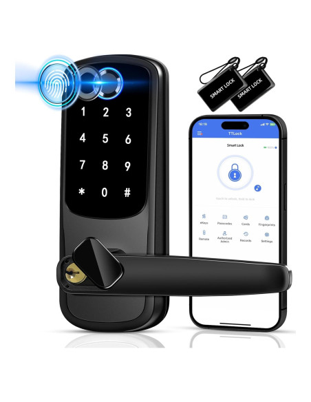 Cerradura Inteligente VOLIBeL con Huella Dactilar y APP, Negro Mate
