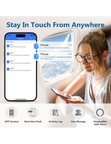 Cerradura Inteligente VOLIBeL con Huella Dactilar y APP, Negro Mate