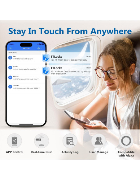 Cerradura Inteligente VOLIBeL con Huella Dactilar y APP, Negro Mate