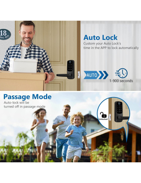 Cerradura Inteligente VOLIBeL con Huella Dactilar y APP, Negro Mate