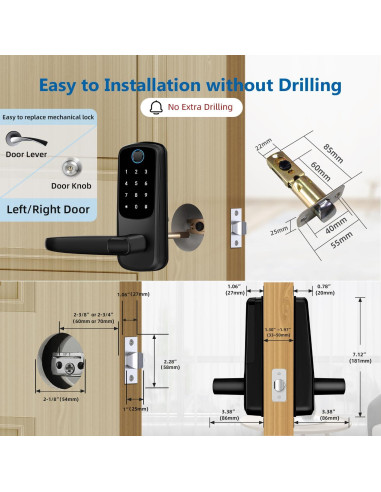 Cerradura Inteligente VOLIBeL con Huella Dactilar y APP, Negro Mate