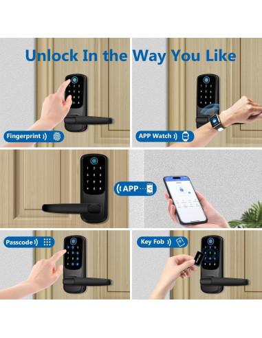 Cerradura Inteligente VOLIBeL con Huella Dactilar y APP, Negro Mate