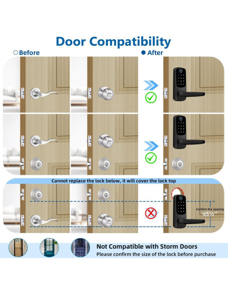 Cerradura Inteligente VOLIBeL con Huella Dactilar y APP, Negro Mate