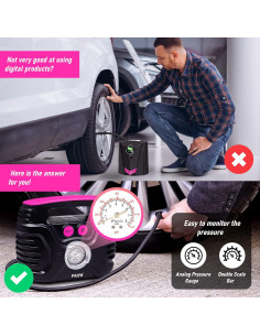 Compresor de Aire Eléctrico Portátil PROW 12V/110V con Manómetro 2