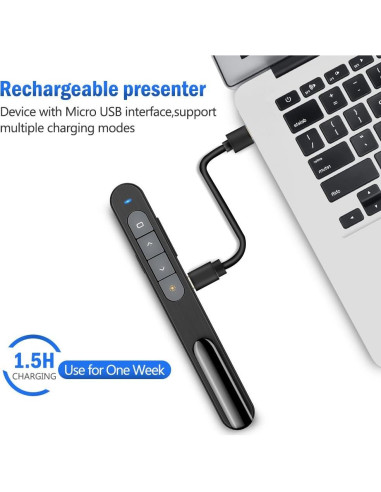 Clicker de Presentación DinoFire X16 Inalámbrico 100m USB