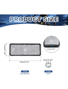 Reflectores Traseros PATIKIL 2 Pcs Plástico Blanco 8.8x3.4cm 2