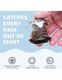 TubShroom Ultra Colador Drenaje Baño Acero Inoxidable Plata 2