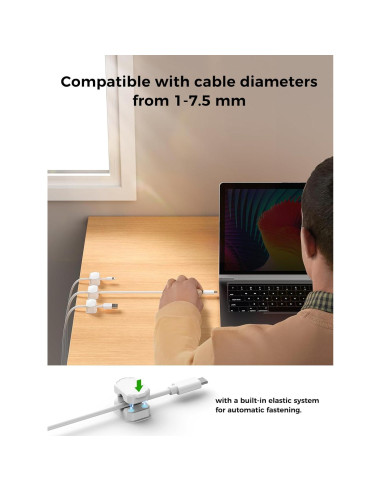 6 Clips de Cable Elástico KMOUANTS - Organizador de Escritorio