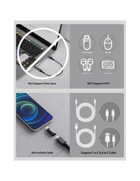 Adaptador USB C a Lightning BOUTOP 27W Carga Rápida 2 Pzs