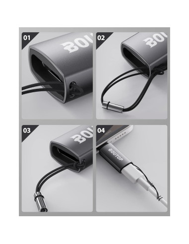 Adaptador USB C a Lightning BOUTOP 27W Carga Rápida 2 Pzs