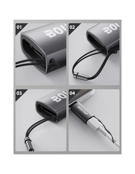 Adaptador USB C a Lightning BOUTOP 27W Carga Rápida 2 Pzs