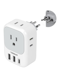 Adaptador de corriente TESSAN tipo N a Brasil 7 en 1 USB