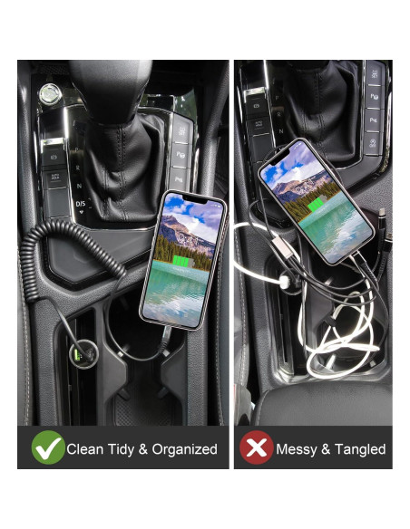 Cable de Carga Enrollado KIYODA 3FT Negro MFi para iPhone