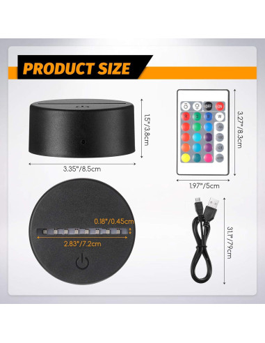 Base LED Nocturna Honoson 16 Colores Control Remoto