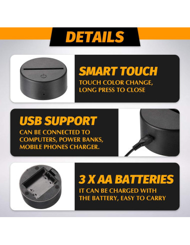 Base LED Nocturna Honoson 16 Colores Control Remoto