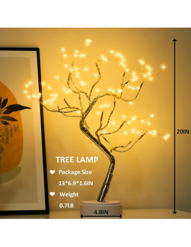 Lámpara Bonsai LED 108 Luz Blanca Cálida PXBNIUYA 50.8 cm