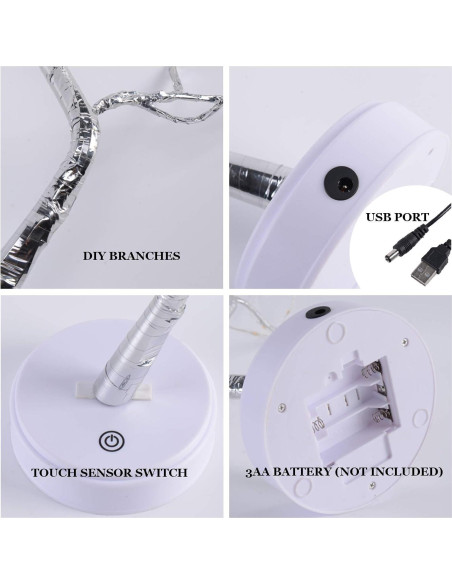 Lámpara Bonsai LED 108 Luz Blanca Cálida PXBNIUYA 50.8 cm