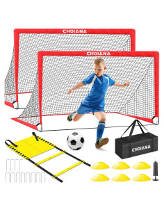 Set de 2 Porterías de Fútbol Portátil Choiana 1.83x1.22m